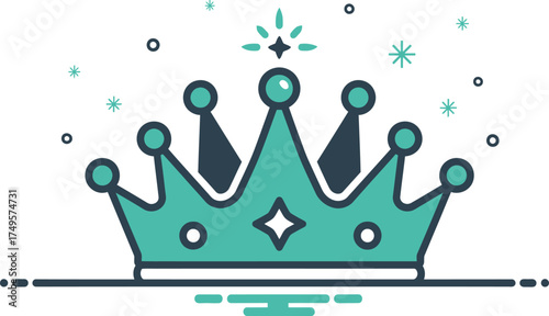 Teal crown with star accents and elegant details representing royal status and design inspiration