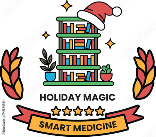 A smart medicine logo with a Christmas hat on it