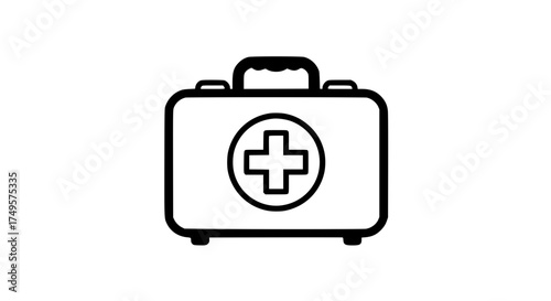 Paramedic bag medical black white icon 