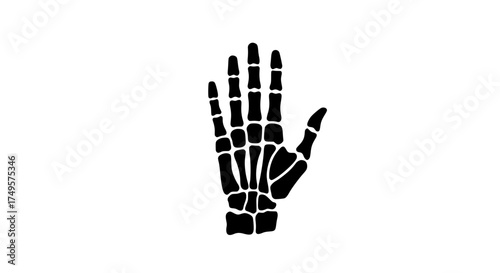 Skeletal hand parts black white icon 