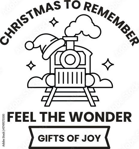 A train with a hat on it and the words Christmas to Remember