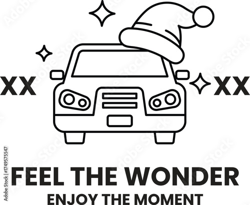 A car with a Santa hat on it