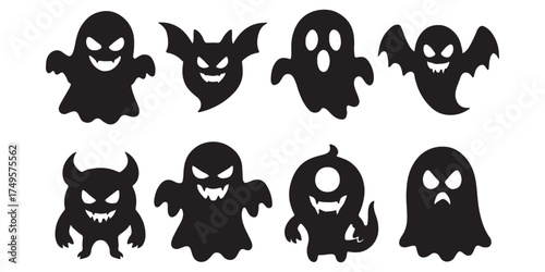 Ghost icon vector set. Phantom illustration sign collection. Specter symbol. Halloween logo. Spirit mark.