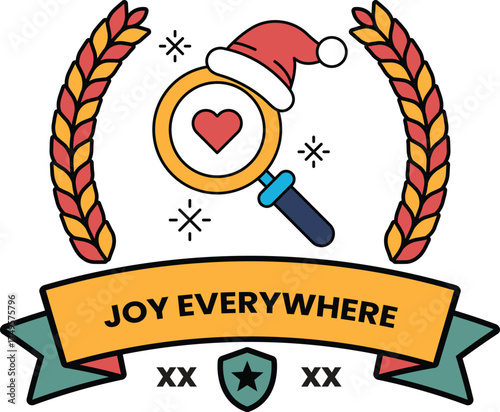 The logo is surrounded by a wreath of leaves and a red and white hat