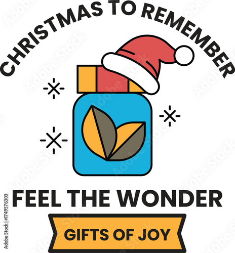 A jar with a red hat on it and the words Christmas to Remember
