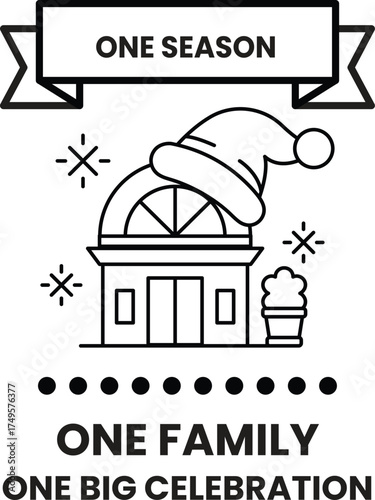 A black and white image of a house with a hat on top of it