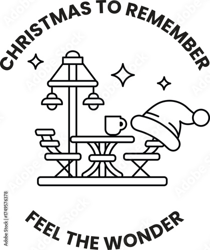 A Christmas to Remember logo with a hat on top of a table