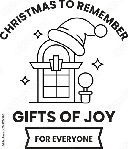 A black and white Christmas to Remember poster with a hat on top