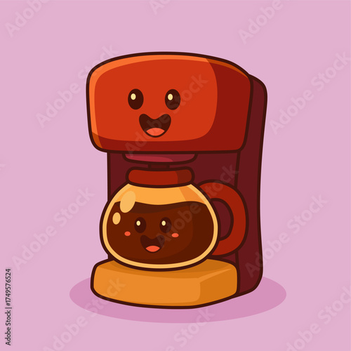 cartoon illustration of a coffee machine