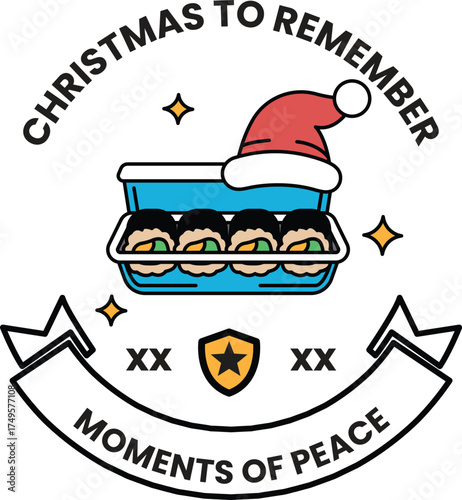 A Christmas to Remember poster with a hat on top of a tray of food