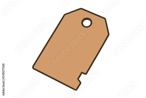 Blank brown cardboard shipping tag with reinforced hole detail