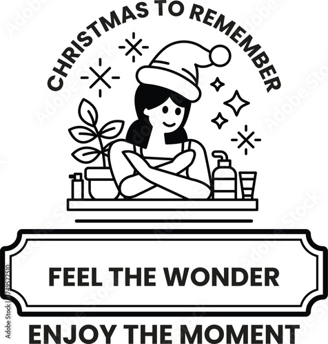 A woman in a Santa hat is smiling and holding her arms crossed