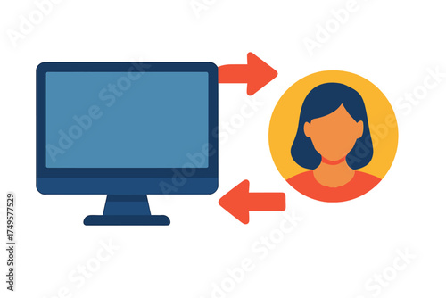 Computer user data exchange with bidirectional arrows