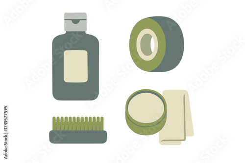 Essential footwear cleaning and care supplies kit items