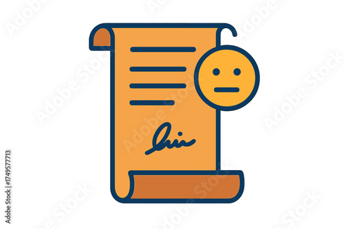Contract document with neutral face feedback icon