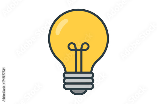 Simple yellow light bulb icon with dark outline