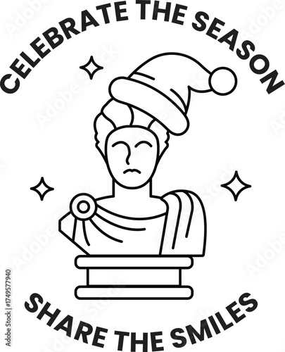 A statue of a man wearing a hat and a Santa Claus hat