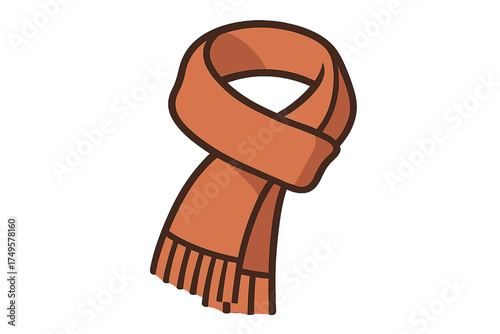 Simple orange winter scarf with detailed fringe