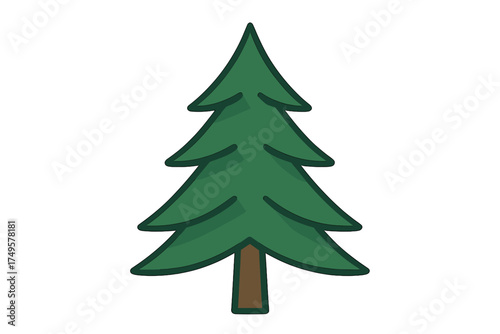 Stylized evergreen tree icon with dark green layered foliage