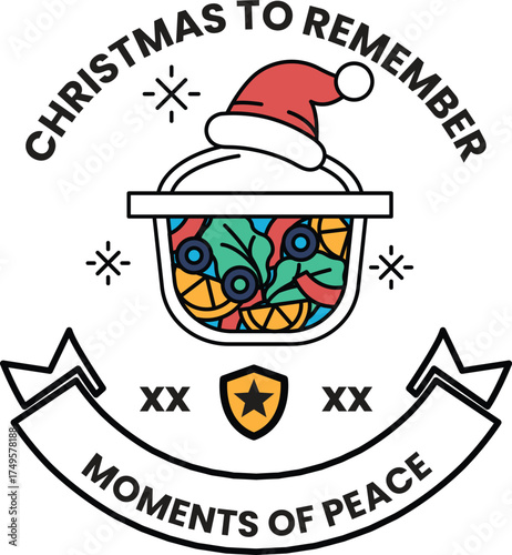 A Christmas to Remember poster with a Santa hat and a basket of food