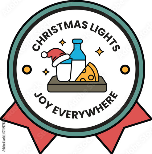 A Christmas lights sticker with a red ribbon