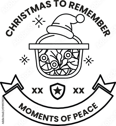 A black and white Christmas to Remember logo with a hat on top