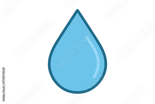 Simple blue water drop icon featuring a dark outline