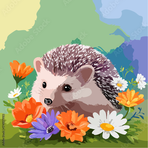 Igelbaby auf der Blumenwiese