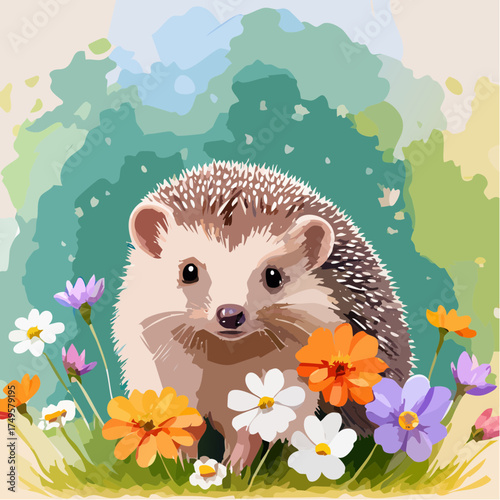Igelbaby auf der Blumenwiese