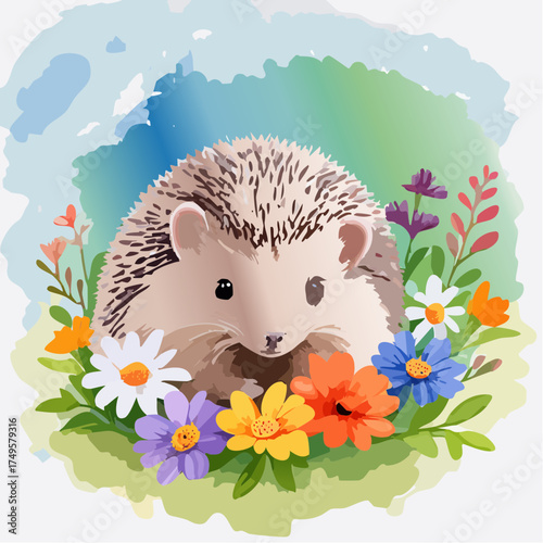 Igelbaby auf der Blumenwiese