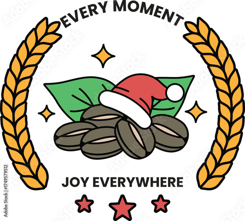 A logo for a coffee company that says "Every moment is joy everywhere"
