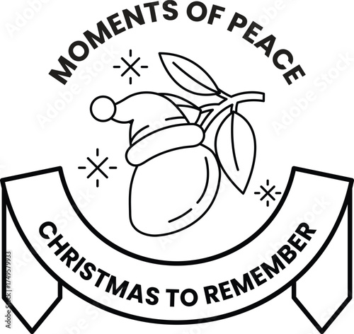A black and white Christmas to Remember logo with a Santa hat and a leaf