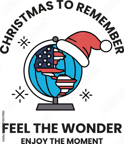 A globe with a red, white and blue American flag on it