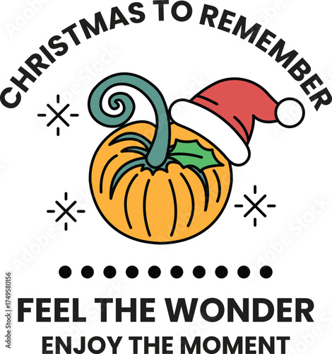 A pumpkin with a santa hat on top of it