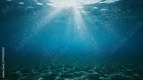Wallpaper Mural Underwater Serenity - Sunlight Filtering Through the Ocean Depths. Torontodigital.ca
