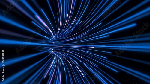 Wallpaper Mural Abstract Blue Light Trails Tunnel Speed Motion Background. Torontodigital.ca