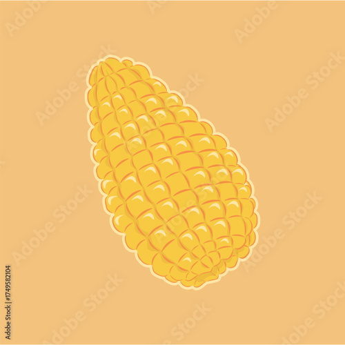 Illustration of corn for salad or other healthy food in a cute cartoon style
