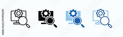 Monitoring System Icon Sheet Multiple Style Collection Isolated Vector