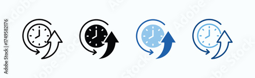 Uptime Icon Sheet Multiple Style Collection Isolated Vector