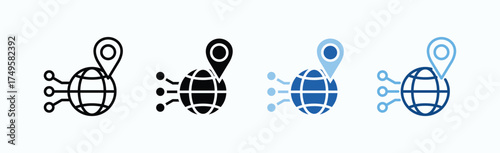 Routing Icon Sheet Multiple Style Collection Isolated Vector