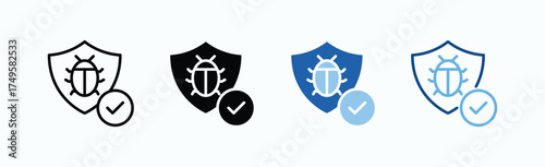 Antivirus Icon Sheet Multiple Style Collection Isolated Vector