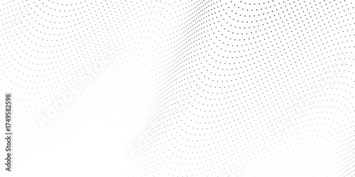 Flowing dots particles nice wave pattern halftone black gradient simple background. Nice illustrations vector old line circle art digital layout