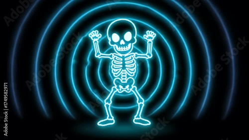 Wallpaper Mural Neon Skeleton Dancing with Sound Waves. Torontodigital.ca