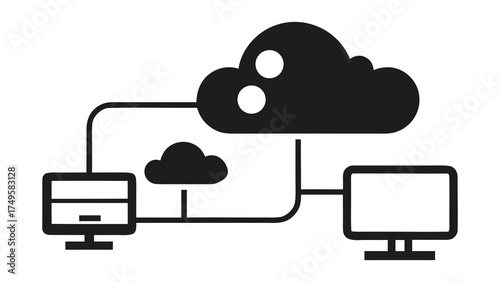 Minimal Cloud Computing Outline Vector Illustration