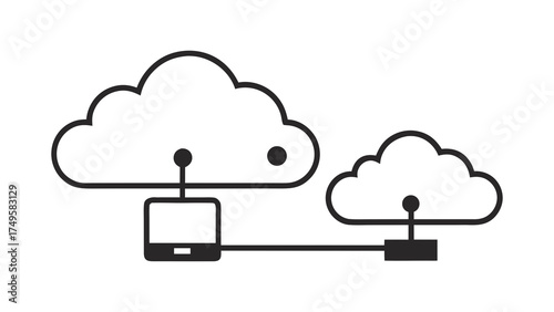 Cloud Computing One Line Art Vector Concept