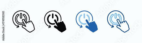 Restart Icon Sheet Multiple Style Collection Isolated Vector