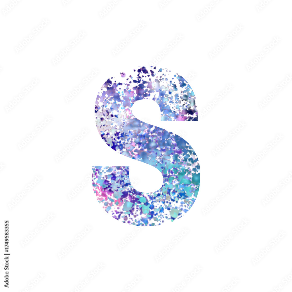 Naklejka premium Abstract Letter S with Colorful Splatter Texture