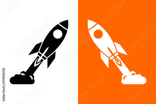 A bold rocket launching into space, symbolizing innovation and exploration against a vibrant backdrop