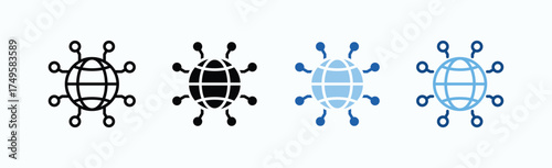 Network Topology Icon Sheet Multiple Style Collection Isolated Vector
