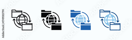 File Transfer Icon Sheet Multiple Style Collection Isolated Vector